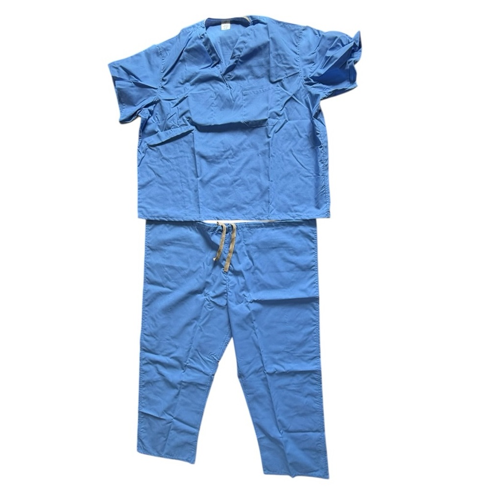NWOT Medline 3X Unisex’s Light Blue Medical Scrub Set Short Sleeve & Drawstring
